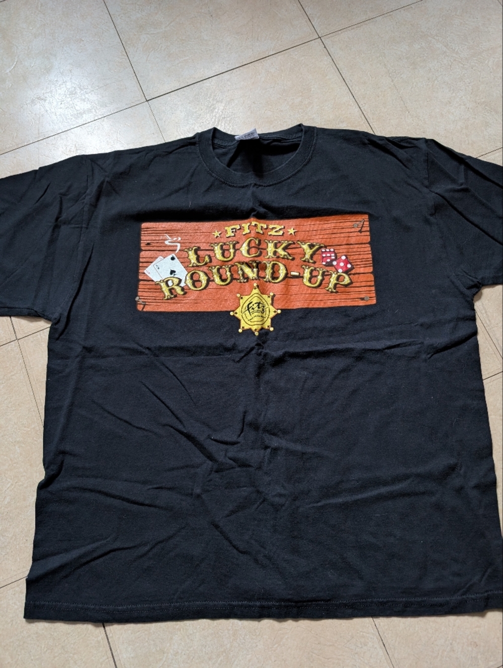 Lucky Round-Up Graphic Tee - Black with Orange and Yellow Print